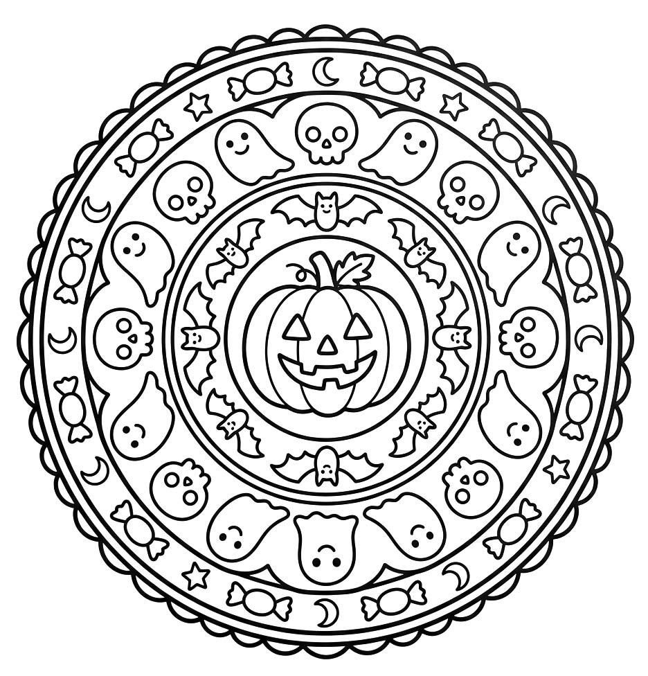 Drawing Halloween Mandala Simple