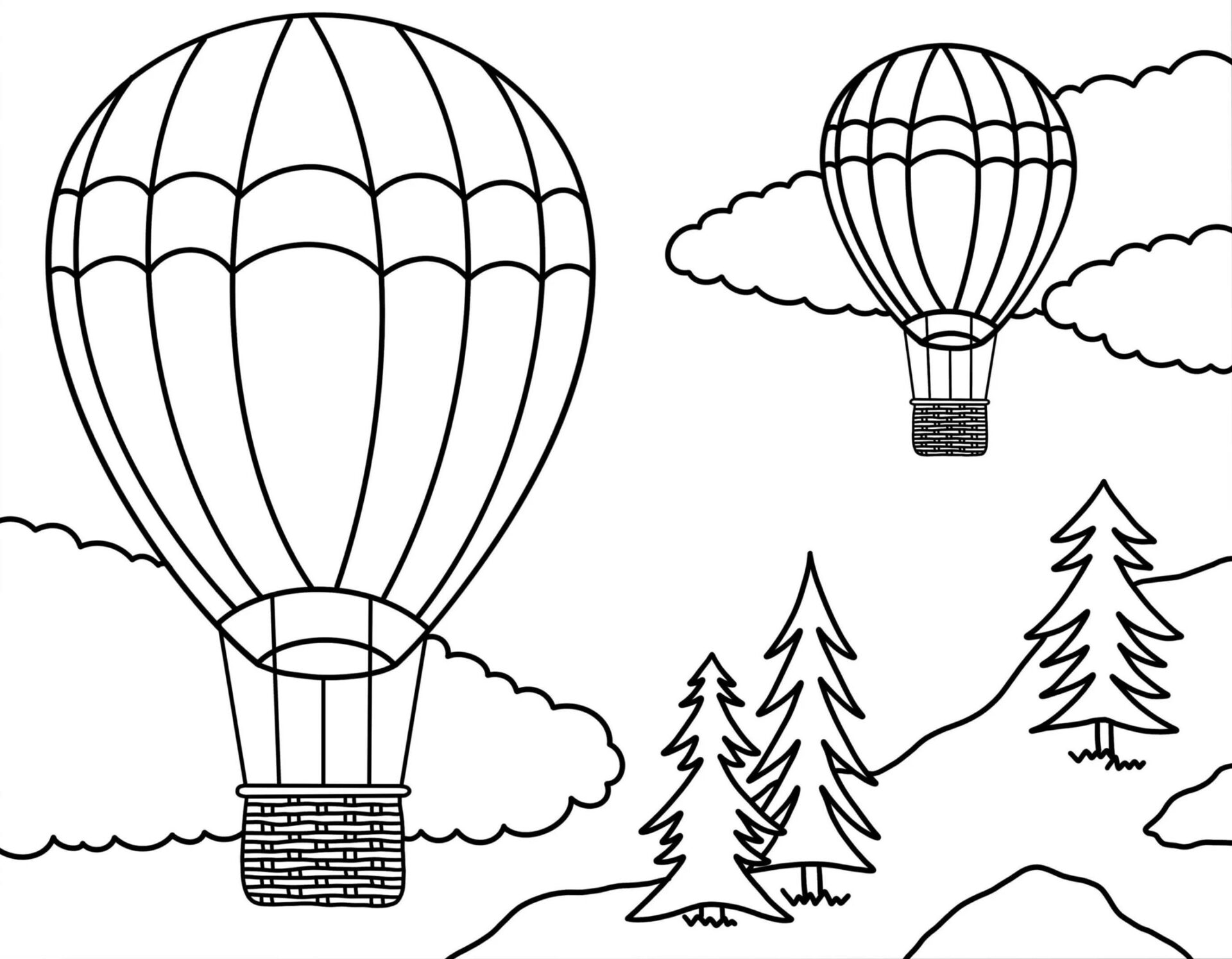Drawing Hot Air Balloon Free Printable