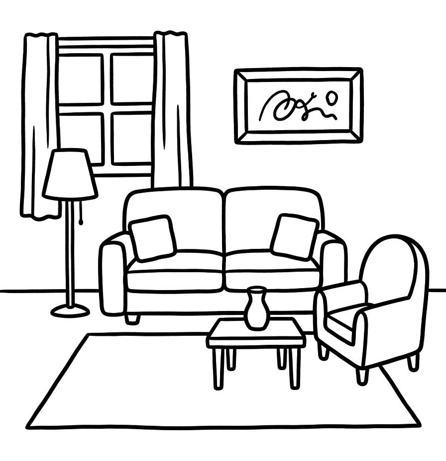 Drawing Living Room Easy