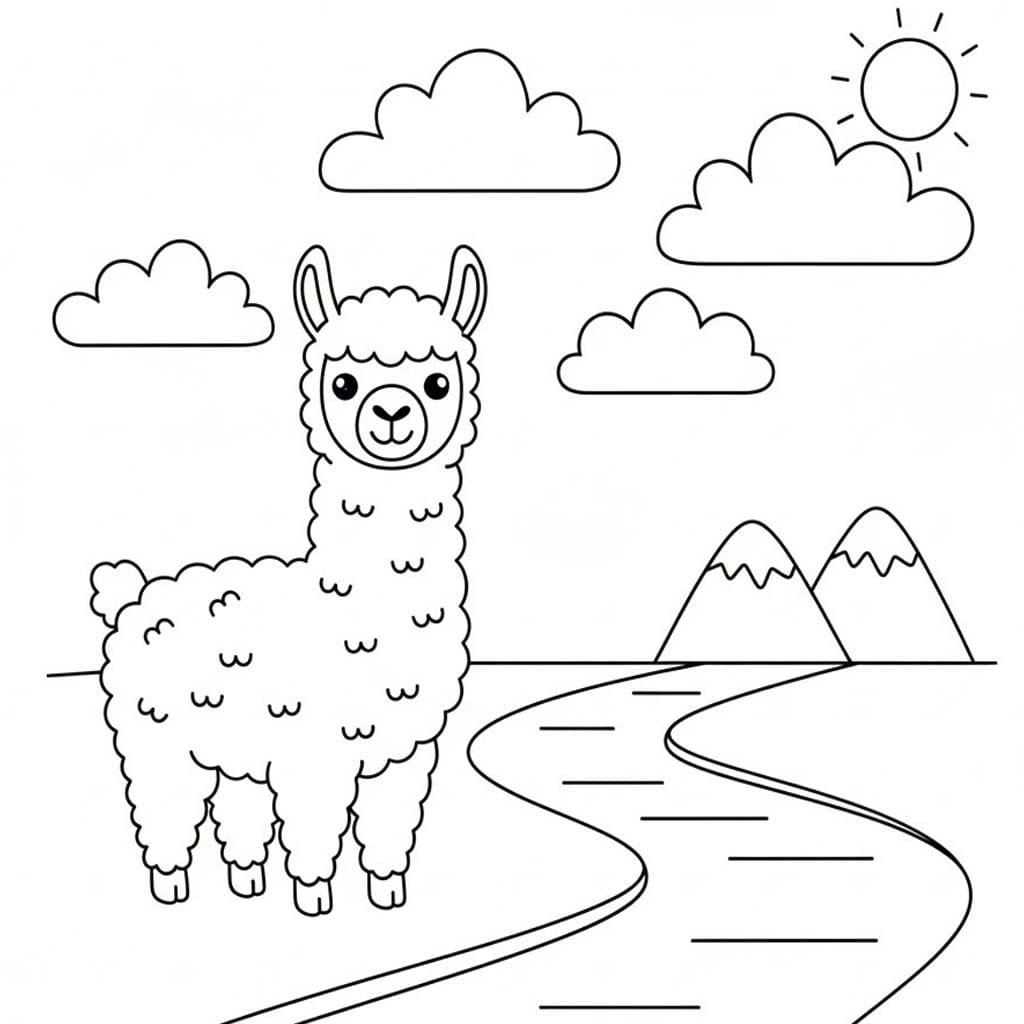 Drawing Llama Printable