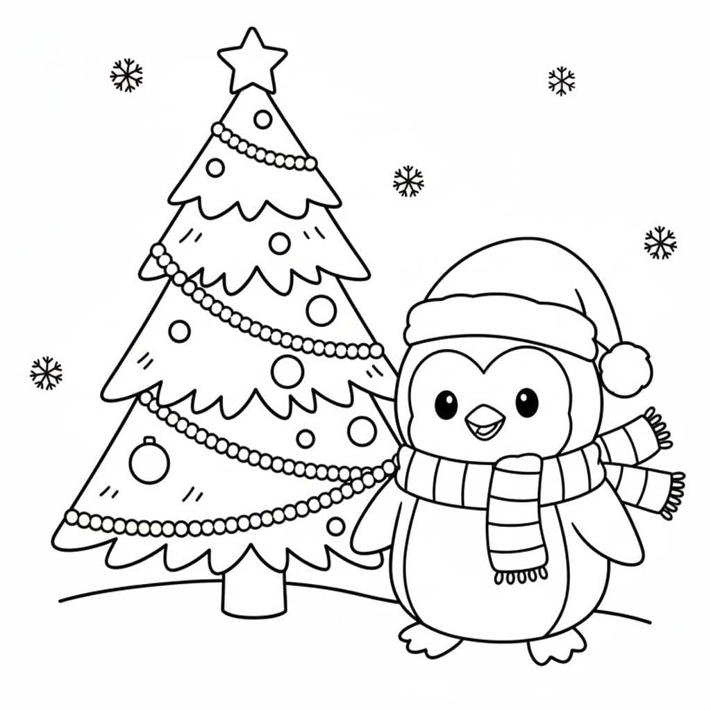 Drawing penguins Christmas