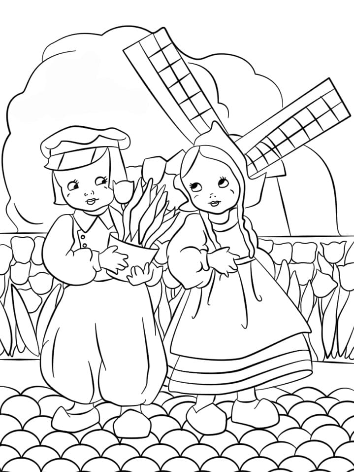 Dutch Boy and Girl Coloring Game Dutch Boy and Girl