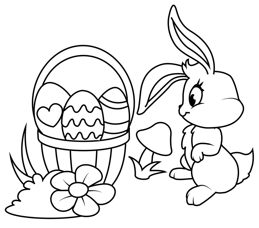 Easter Basket And Bunny Coloring - Play Free Coloring Game Online