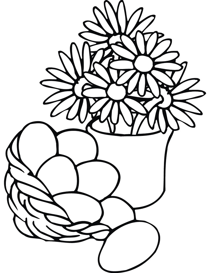 Easter Basket and Flowers Vase Coloring Game Easter Basket and Flowers Vase