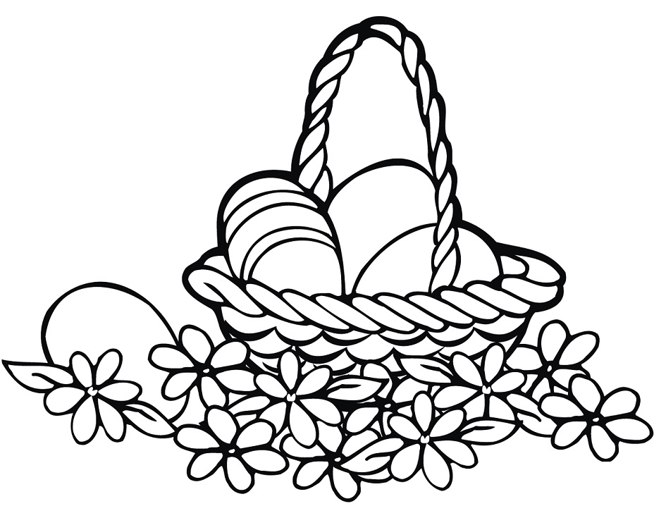 Easter Basket with Flowers Coloring Game Easter Basket with Flowers