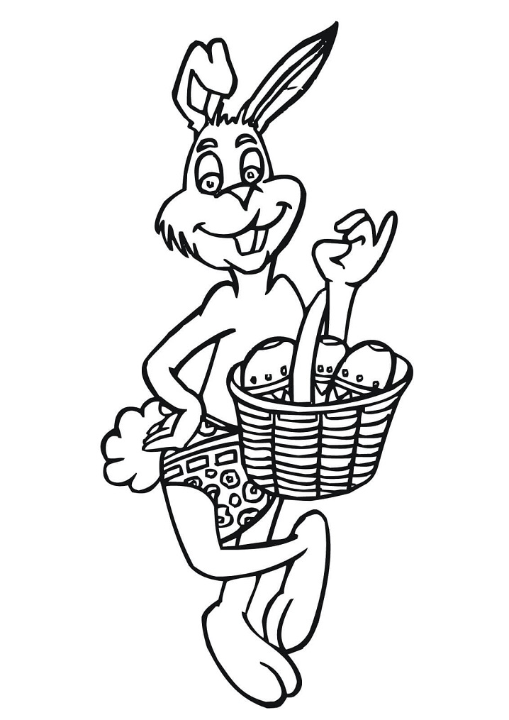 Easter Bunny with Easter Basket Coloring Game Easter Bunny with Easter Basket