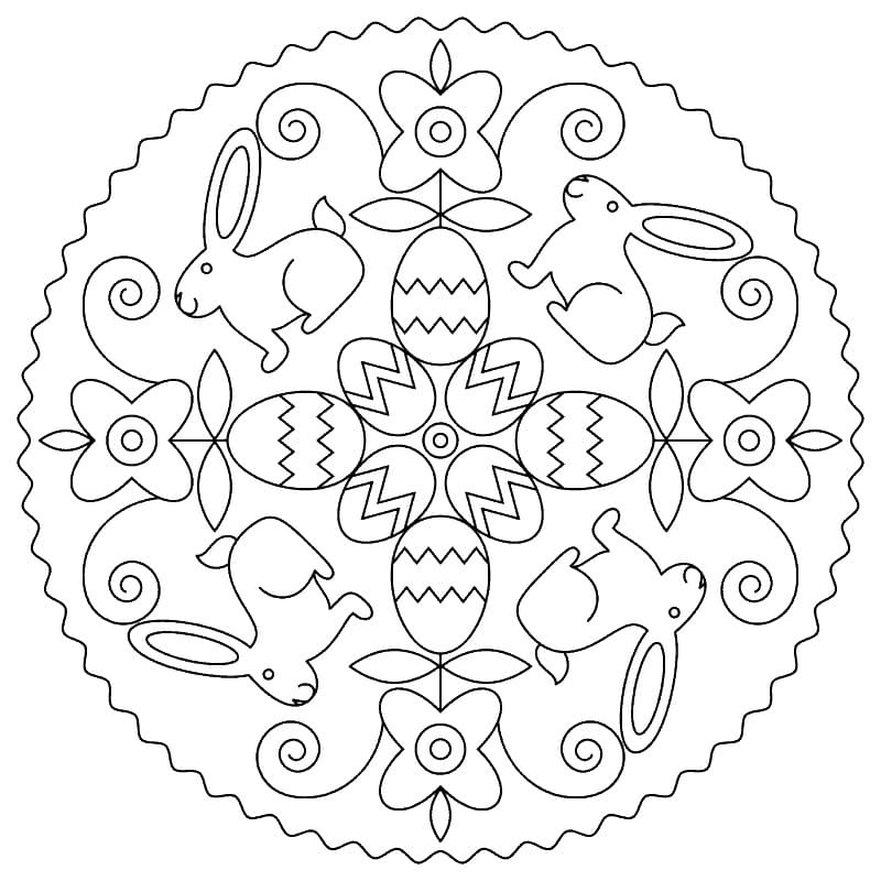 Easter Mandala with Bunnies Coloring Game Easter Mandala with Bunnies