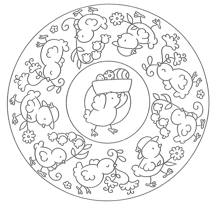Easter Mandala with Chick Coloring Game Easter Mandala with Chick