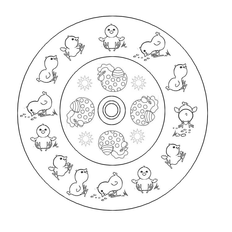 Easter Mandala with Chicks Coloring Game Easter Mandala with Chicks