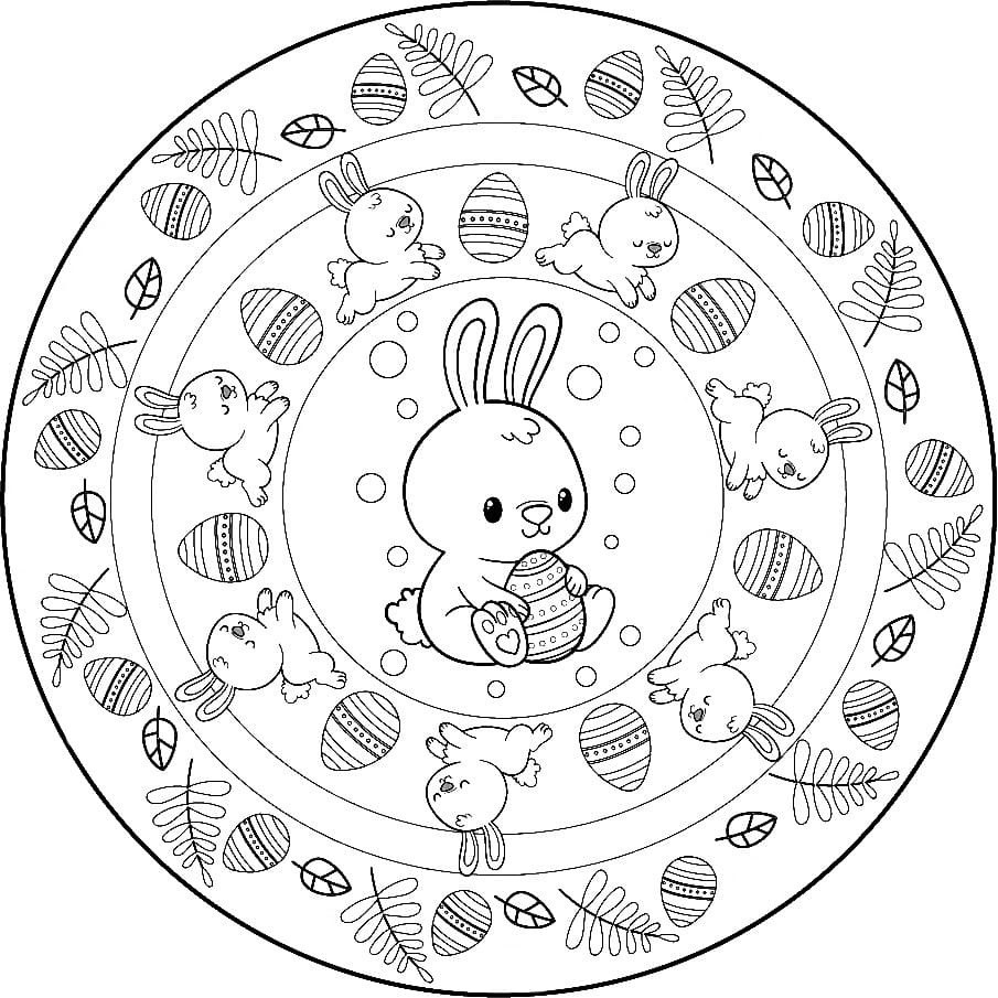 Easter Mandala with Little Bunny Coloring Game Easter Mandala with Little Bunny