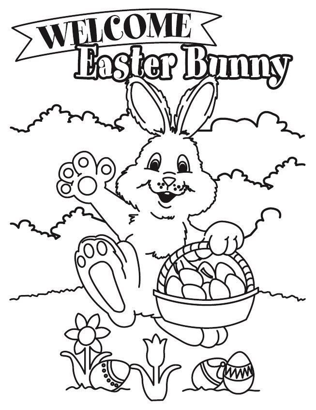 Easter Rabbit with Easter Basket Coloring Game Easter Rabbit with Easter Basket