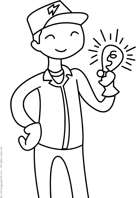 Electrician with Light Bulb