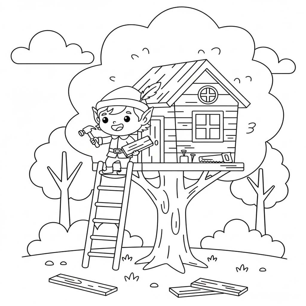 Elf build a treehouse