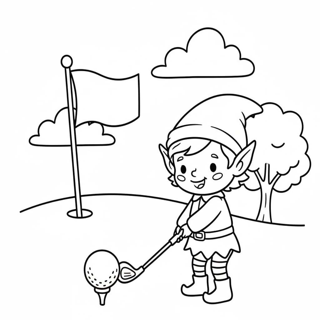 Elf playing golf