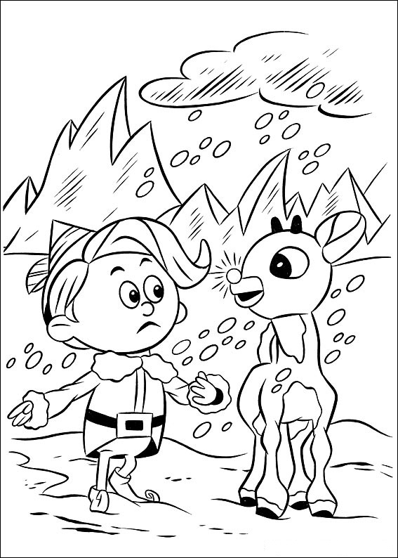 Elf with Rudolph Coloring Game Elf with Rudolph