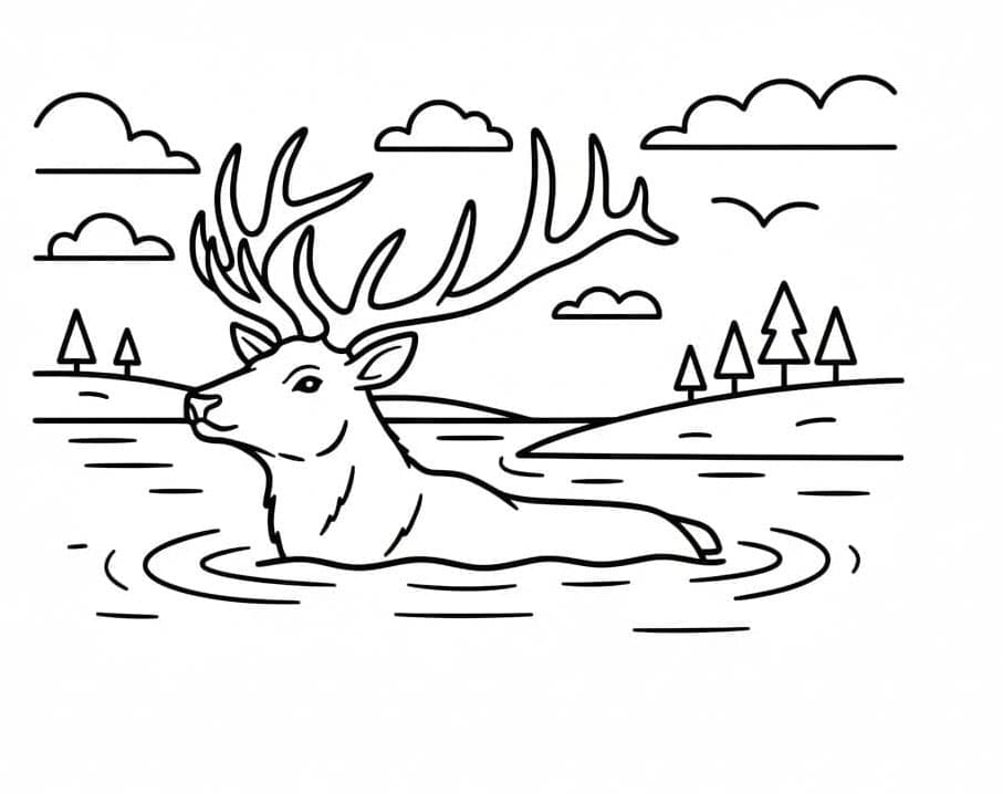 Elk Swimming