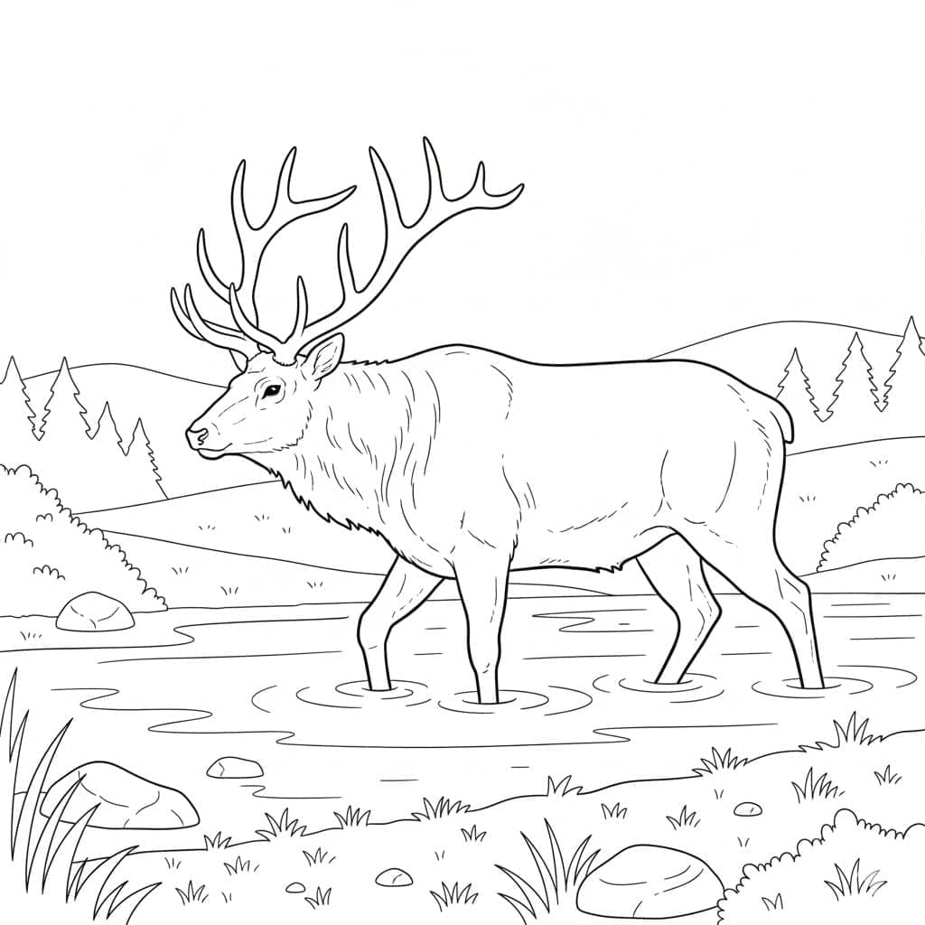 Elk Wading