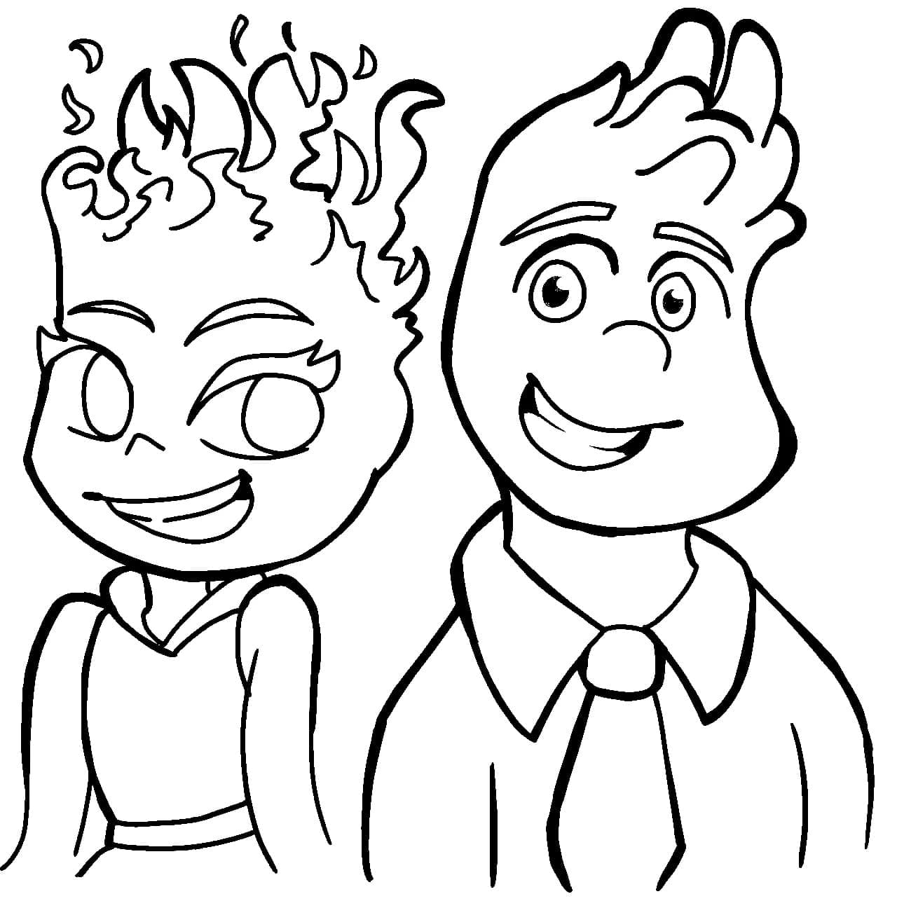 Ember and Wade from Elemental