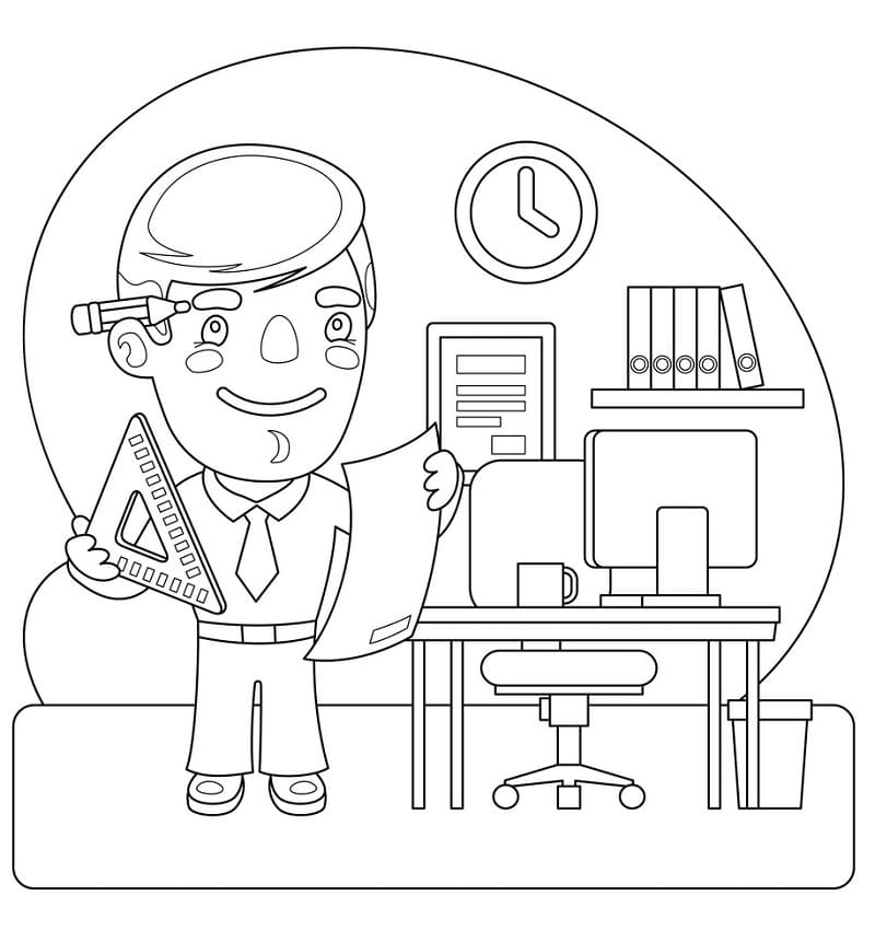Engineer at Office Coloring Game Engineer at Office