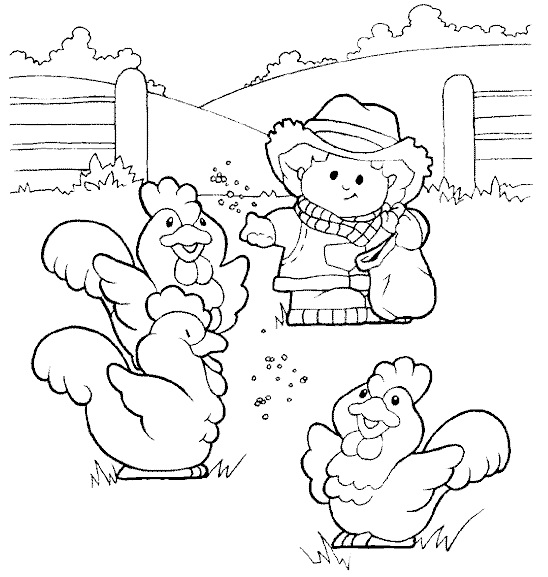 Farmer Feeding Chickens Coloring Game Farmer Feeding Chickens