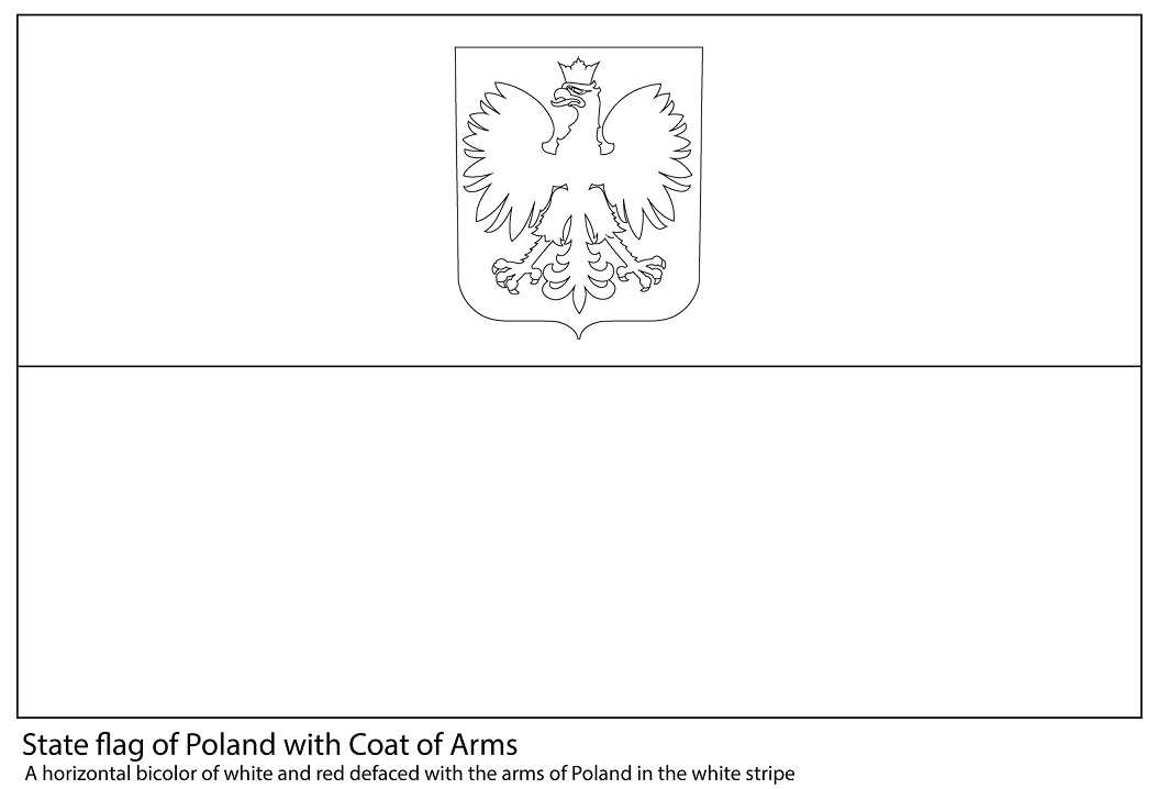 Flag of Poland with Coat of Arms Coloring Game Flag of Poland with Coat of Arms