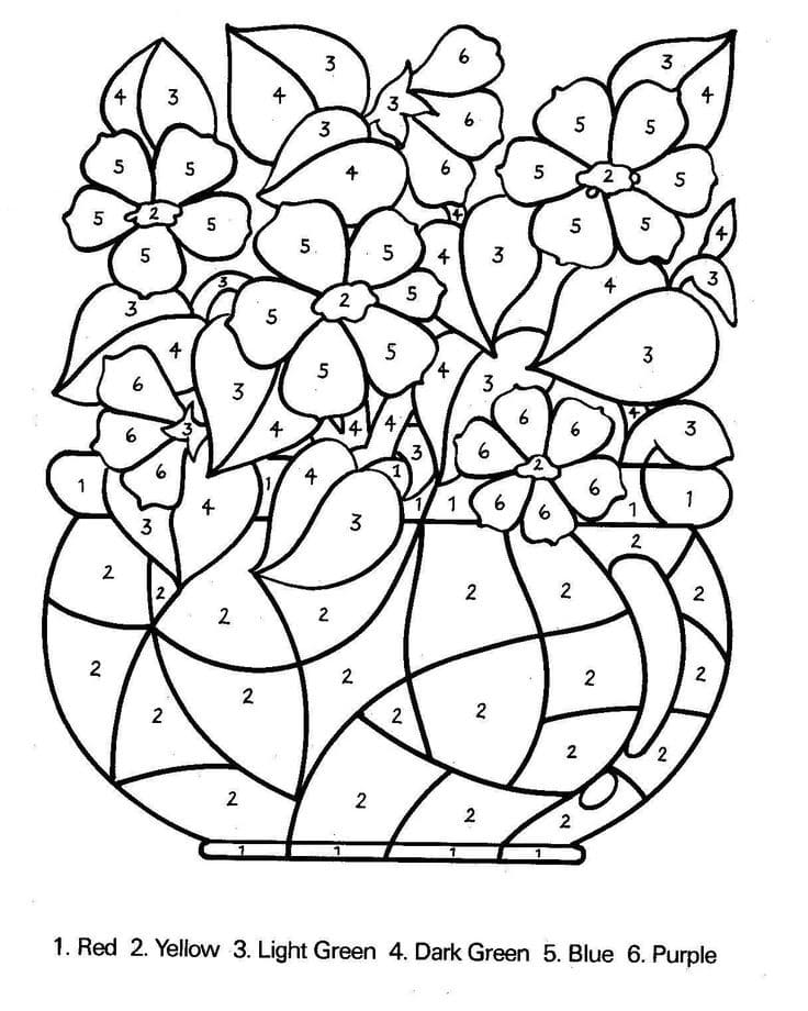 Flower Vase Color by Number