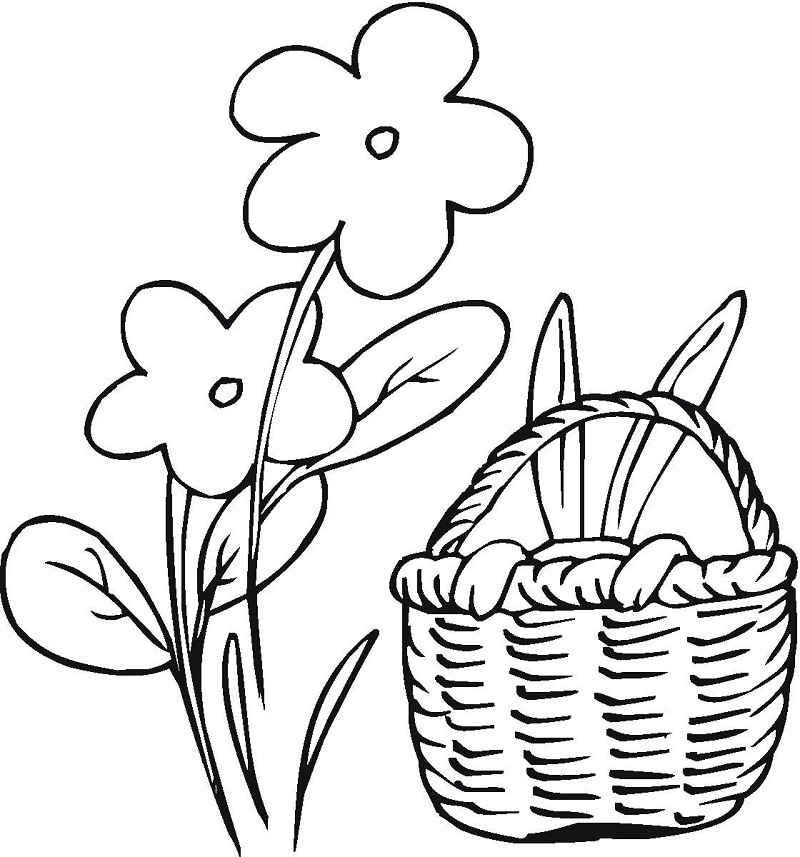 Flower with Easter Basket Coloring Game Flower with Easter Basket