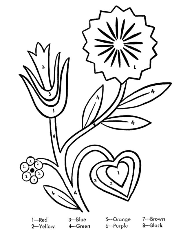Flowers Color by Number Coloring Game Flowers Color by Number