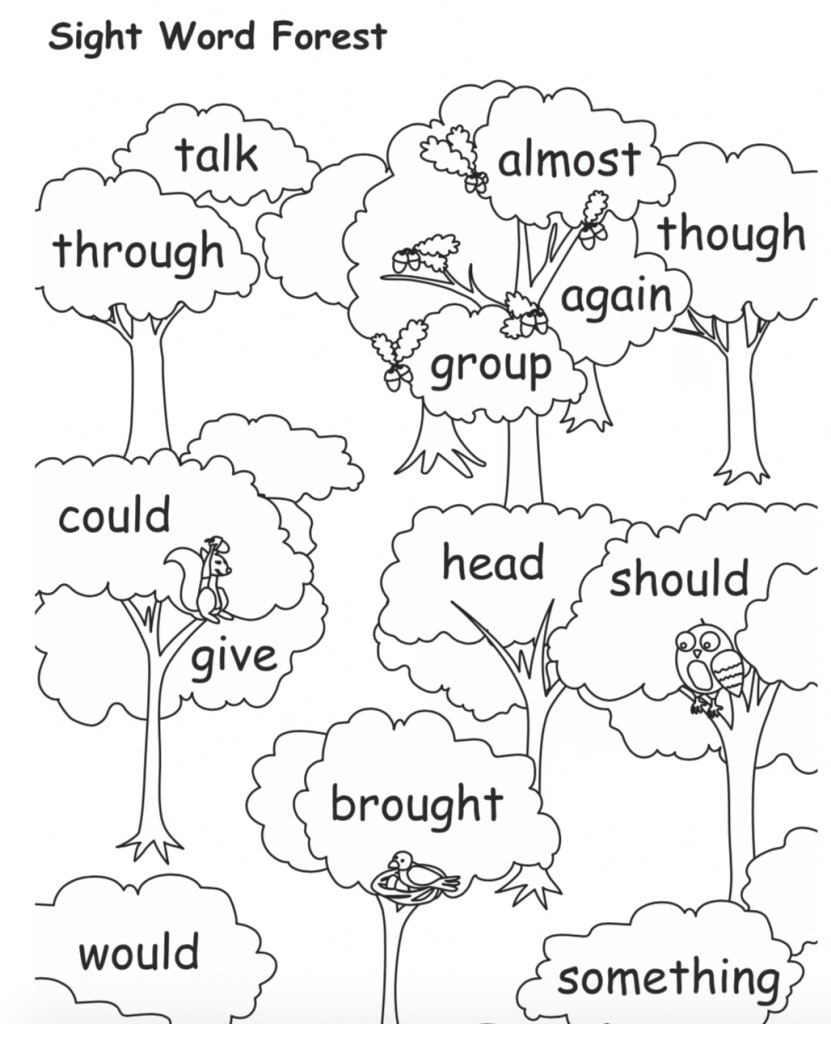 Forest Sight Words Coloring Game Forest Sight Words