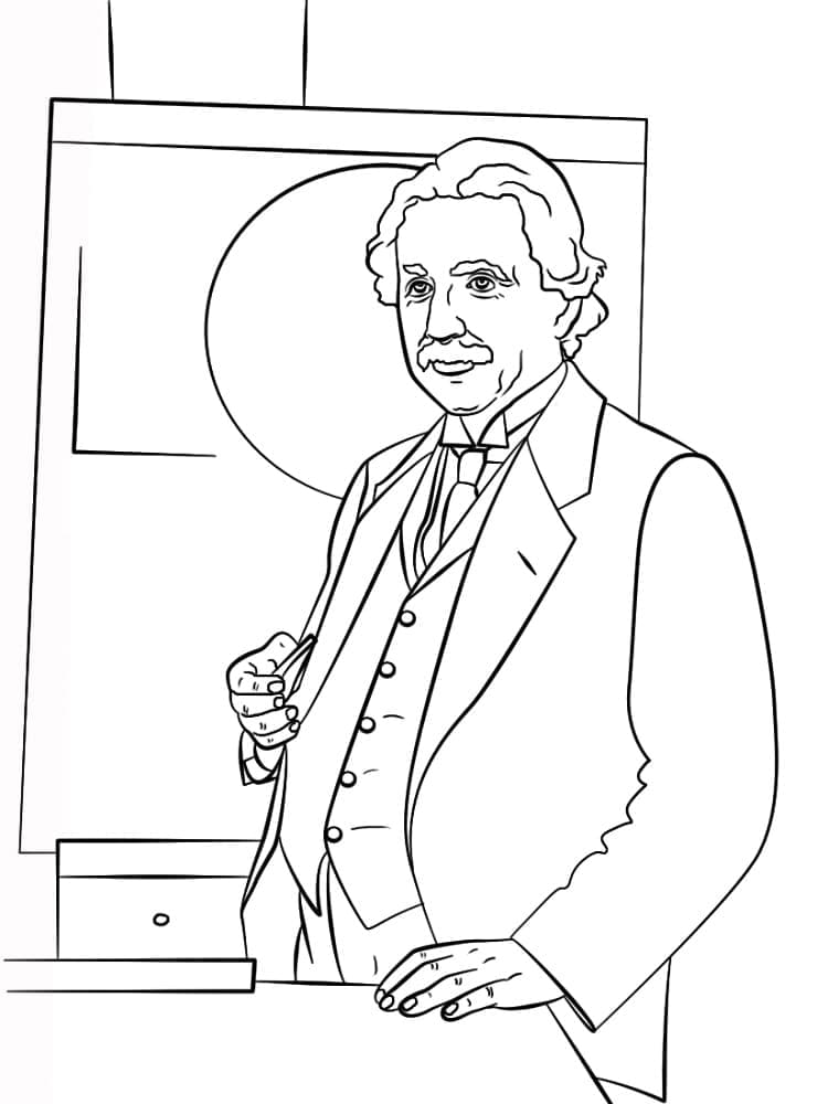 Albert Einstein to Color Coloring - Play Free Coloring Game Online