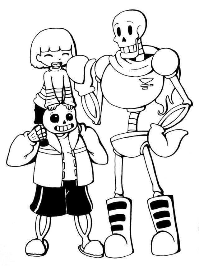 Frisk, Papyrus and Sans Coloring Game Frisk, Papyrus and Sans