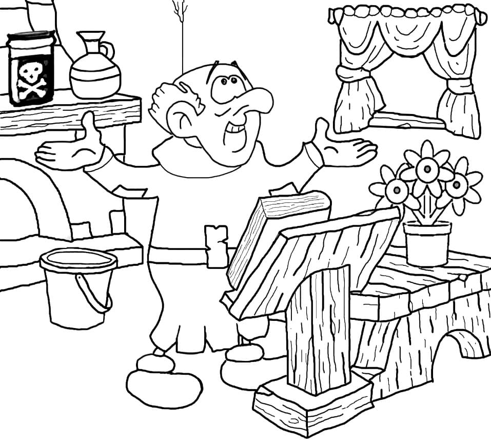 Gargamel in Room Coloring Game Gargamel in Room