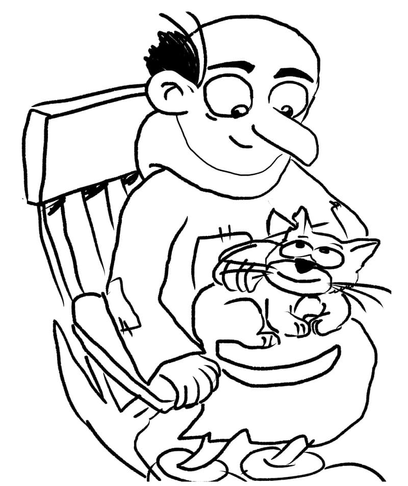 Gargamel with His Cat Coloring Game Gargamel with His Cat