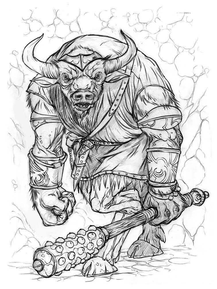 Giant Minotaur Coloring Game Giant Minotaur