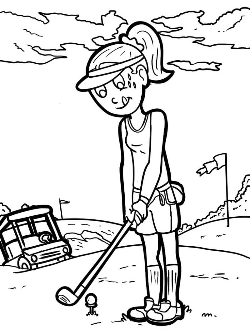 Girl Playing Golf Coloring Game Girl Playing Golf