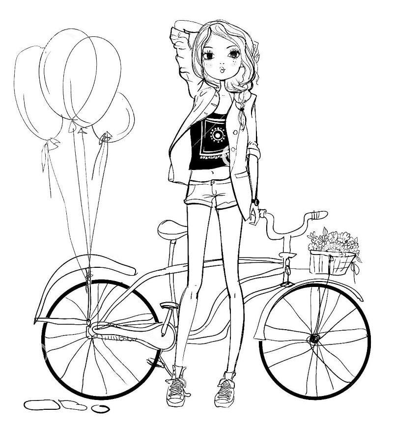 Girl and Bike