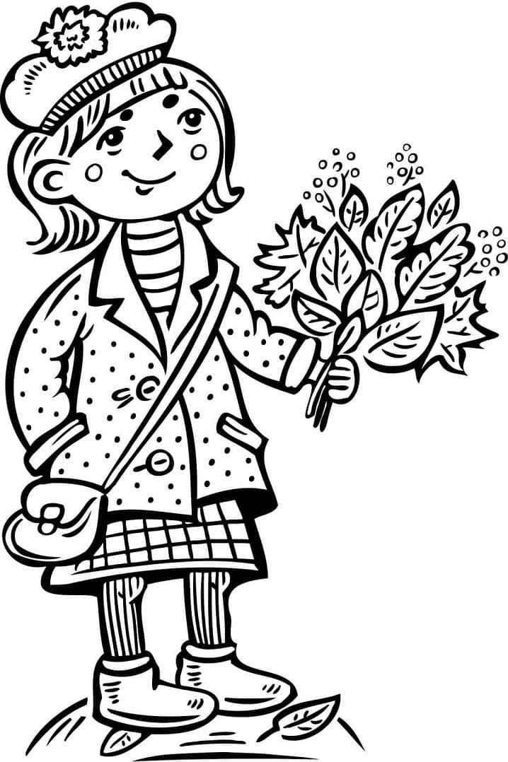 Girl with Leaves Bouquet