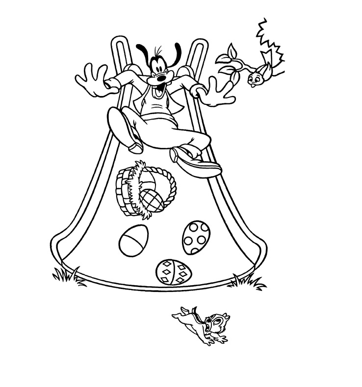 Goofy with Easter Basket Coloring Game Goofy with Easter Basket