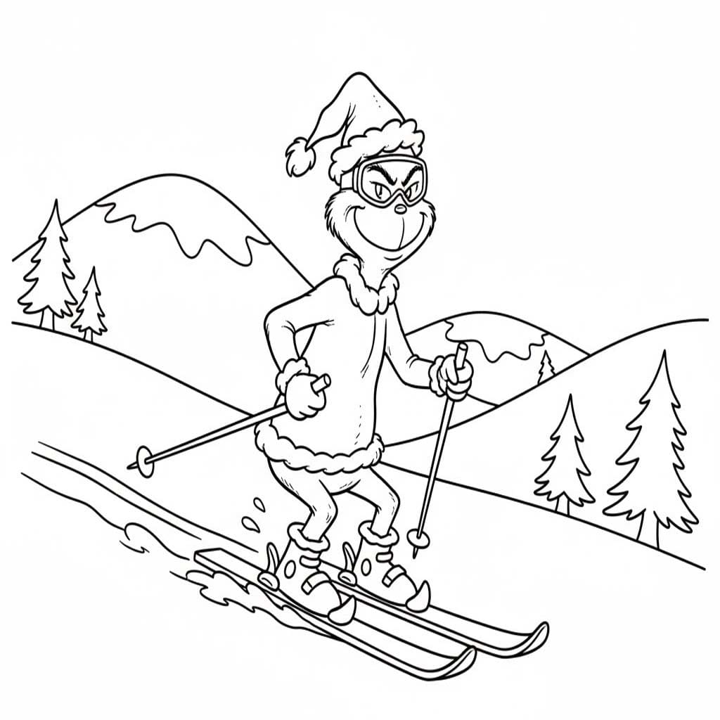 Grinch skiing