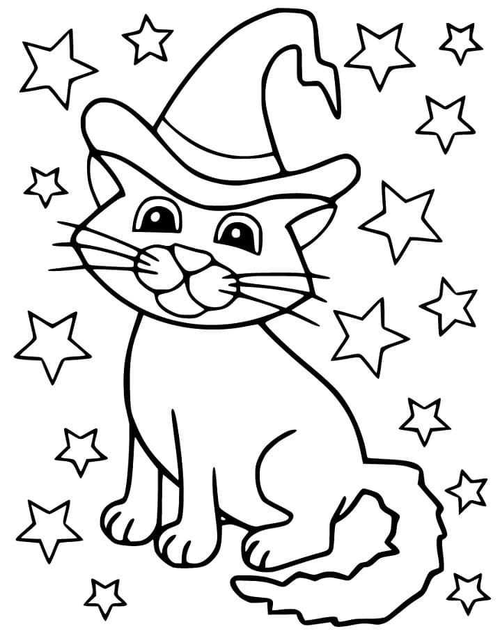 Hallween Cat and Stars Coloring Game Hallween Cat and Stars