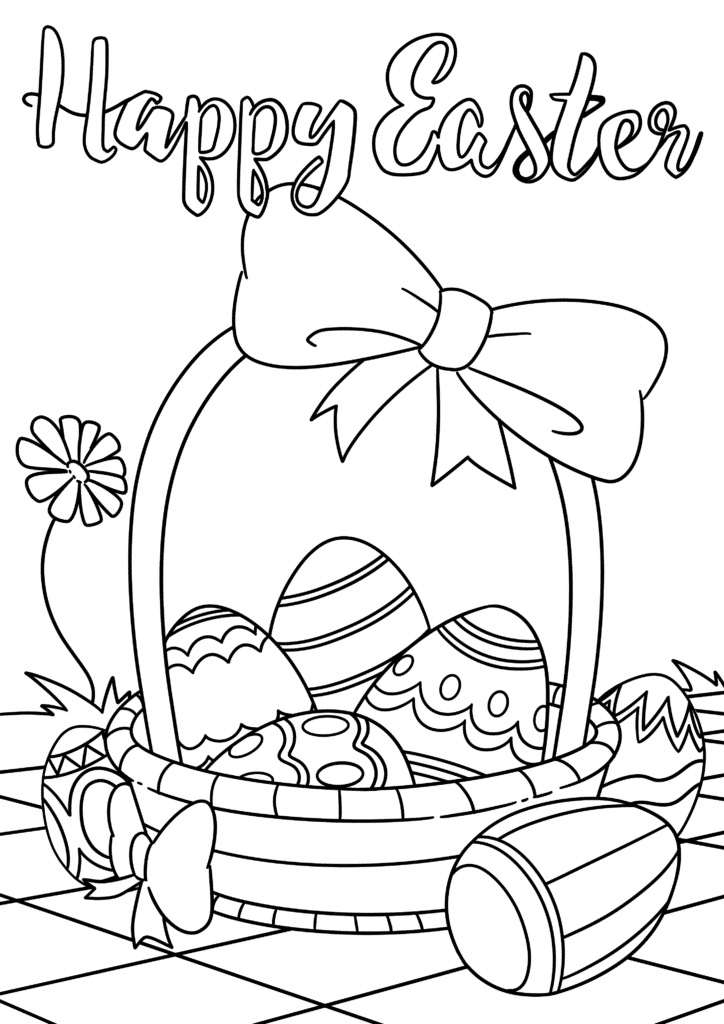 Happy Easter with Easter Basket Coloring Game Happy Easter with Easter Basket