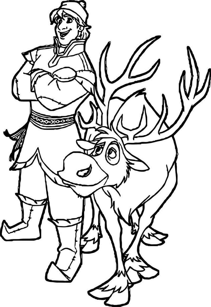 Happy Kristoff with Sven Coloring Game Happy Kristoff with Sven