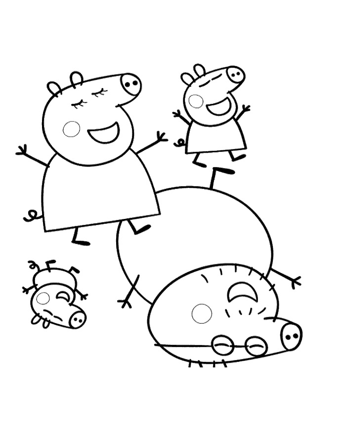 Happy Peppa Pig Family Coloring Game Happy Peppa Pig Family