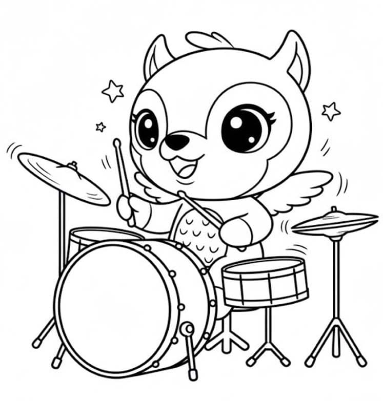 Hatchimals Deeraloo playing drums