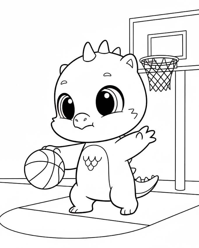 Hatchimals Draggle playing basketball
