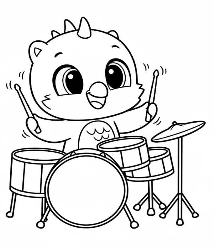 Hatchimals Draggle playing drums
