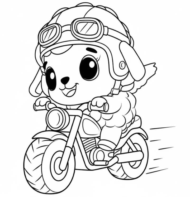 Hatchimals Lamblet riding motorbike