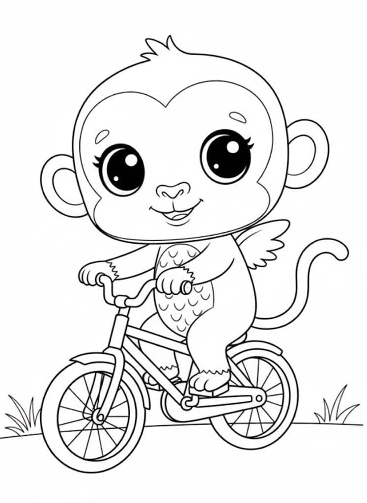 Hatchimals Monkiwi riding bicycle