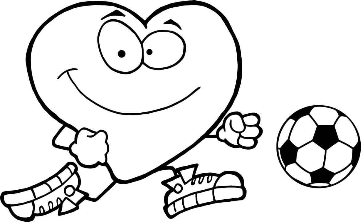 Heart Playing Soccer Coloring Game Heart Playing Soccer