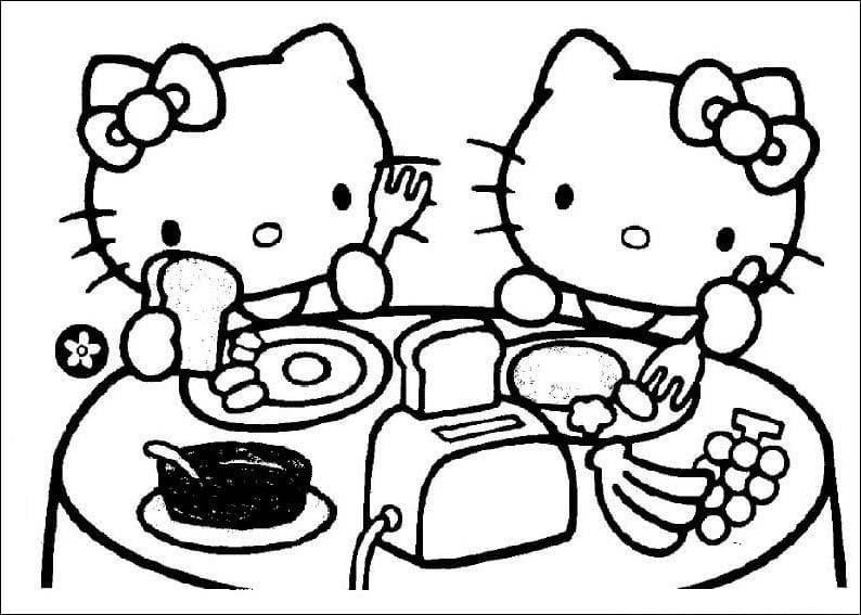 Hello Kitty Having Breakfast